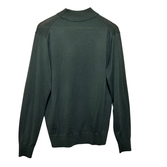 Uniqlo Men Sweater M Forest Green Wool Mock Neck Minimalist Quiet Luxury Classic - Picture 2 of 8